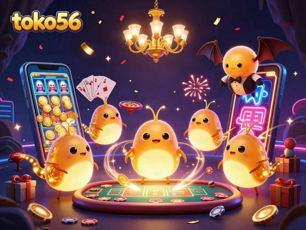 Menangkan hadiah di toko56 dengan permainan slot dan suasana kasino yang meriah.