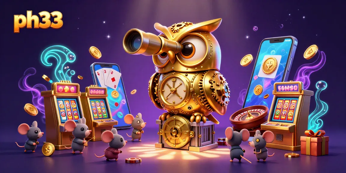 Experience thrilling gaming at ph33 with vibrant slot machines and engaging characters in a dynamic casino scene.