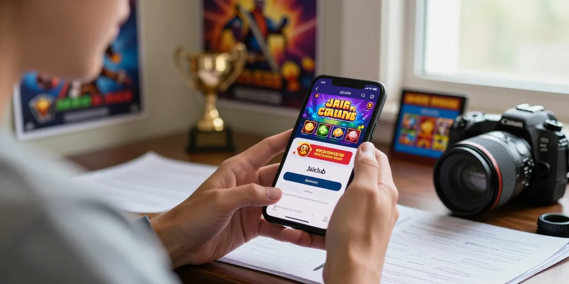 Login to jaiclub seamlessly through the gaming app on a smartphone, showcasing vibrant game graphics and an instant gift bonus.