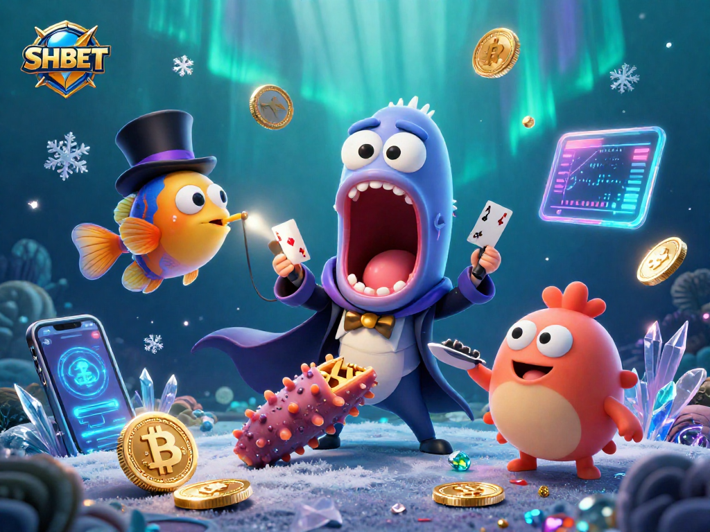 Experience thrilling card tricks with SHBET's magical underwater creatures in an engaging casino setting.
