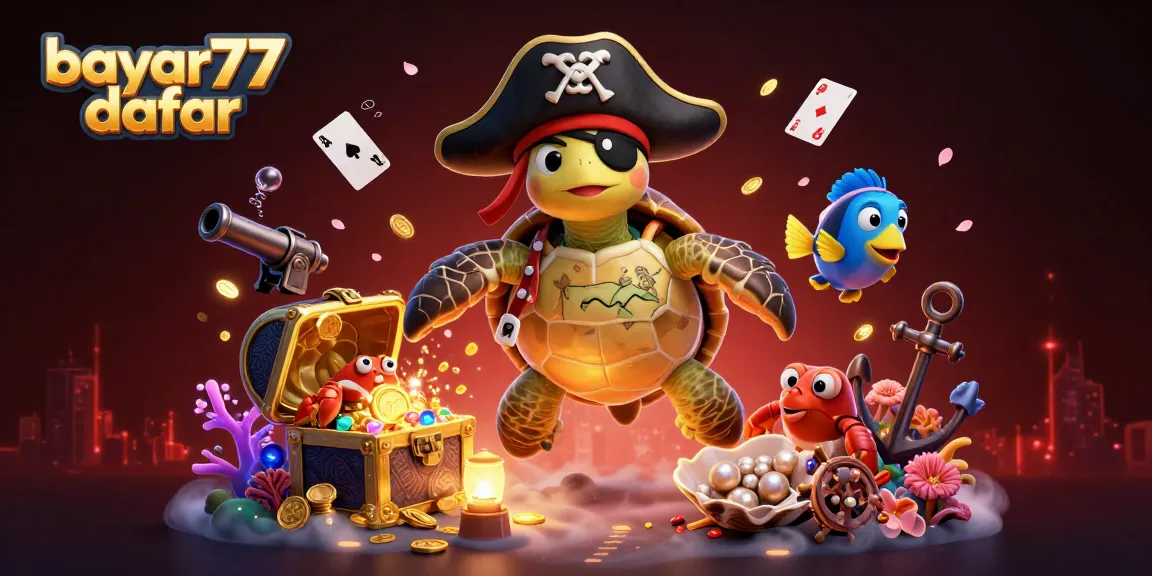 Engage in fast-paced gambling action with bayar77 daftar, featuring whimsical 3D underwater characters and treasures.