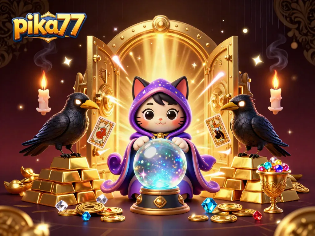 Join the exciting gaming action with pika77, featuring vibrant visuals and captivating characters in a dynamic casino scene.