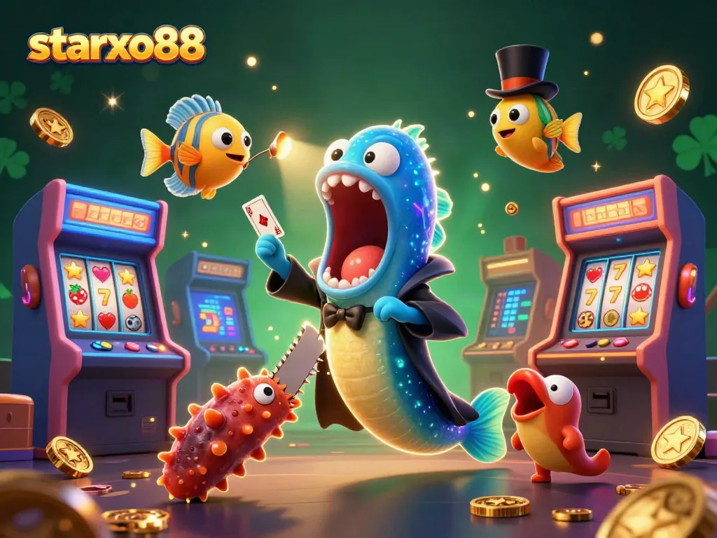 Engage with starxo88 as a vibrant underwater magic performance celebrates casino gaming.