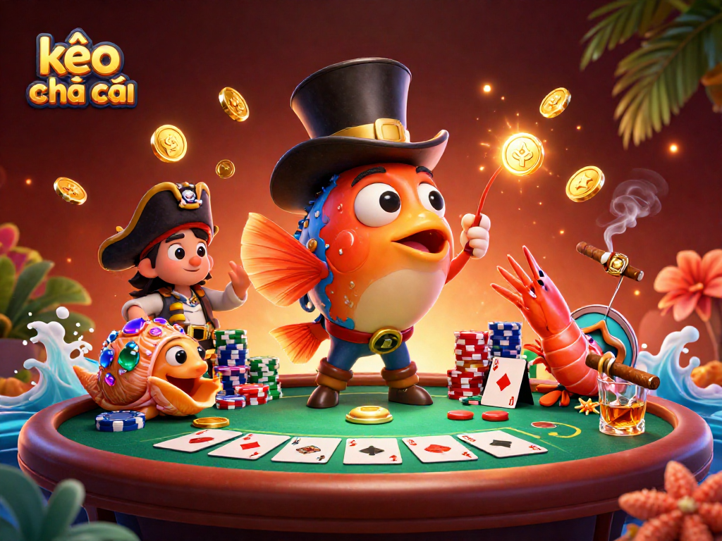 Engage with kèo nhà cái through an exciting scene of an anglerfish attracting golden coins.