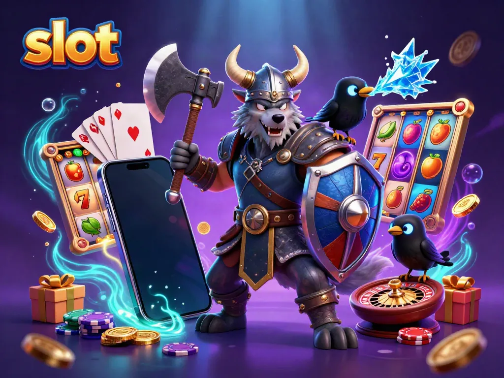 Engage with the slot world through a vibrant scene featuring dragons, coins, and a Viking warrior.