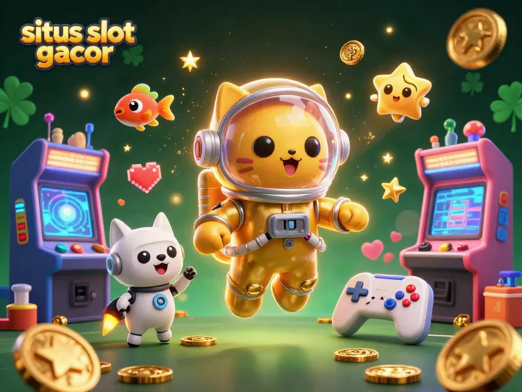 Menang besar dengan situs slot gacor, ilustrasi kasino digital menampilkan karakter 3D yang menarik.