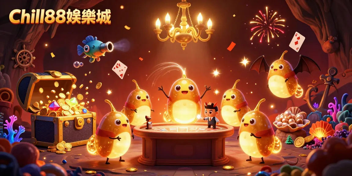 在Chill88娱乐场，每位玩家都在享受刺激的赌博体验，彩色宝藏与发光元素交织而成的梦幻场景。