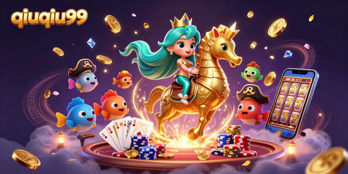 Engage in thrilling online poker action with qiuqiu99’s vibrant casino-themed 3D illustration