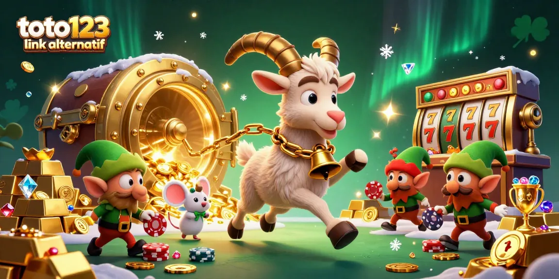 Play exciting games with toto123 link alternatif in a whimsical casino scene filled with gold and gems.